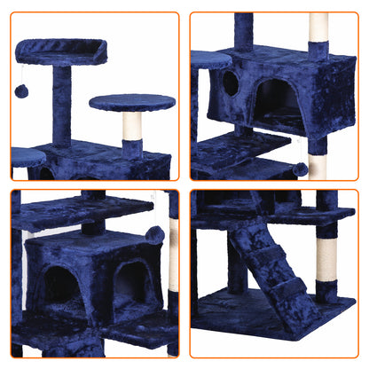 55-Inch Multi-Level Cat Tree Tower Activity Center with Condo - Available in 6 Colors