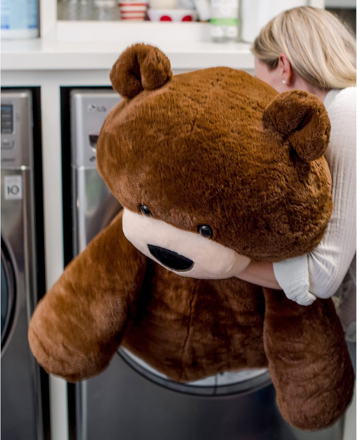 Sqoosh2Poof™ Jumbo Plush Bear - 54" Compressed for Convenient Storage