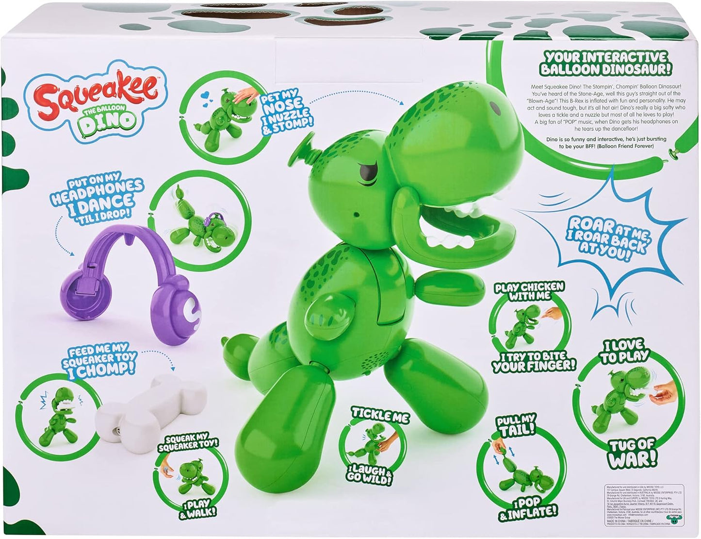 Balloon Dino: Interactive Dinosaur Pet Toy with Stomping, Roaring, and Dancing Features - Over 70 Sounds and Reactions, Multicolor