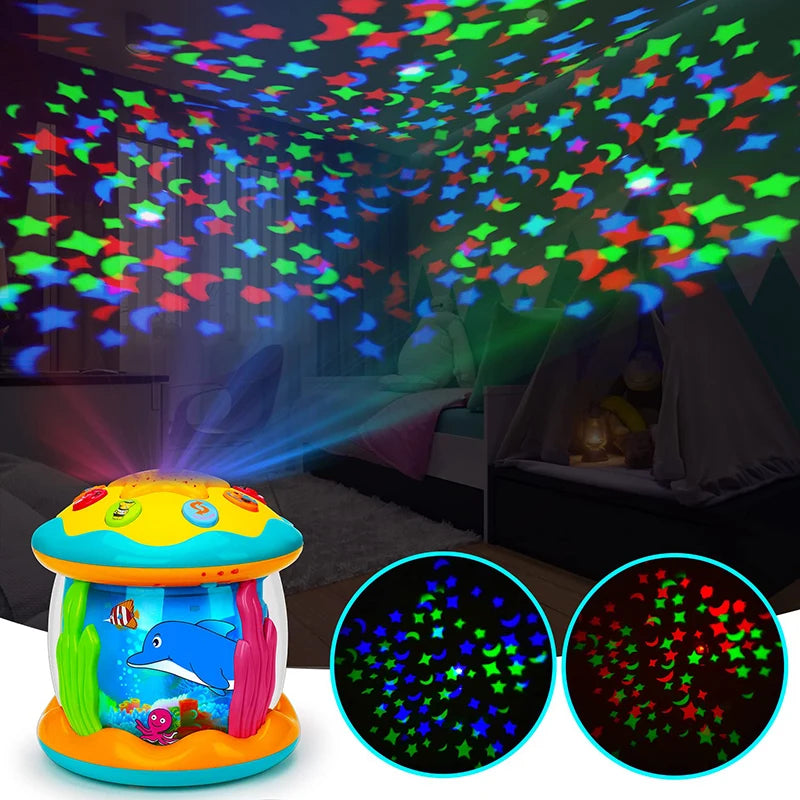 Ocean Light Rotary Projector Musical Toy for Infants Aged 1-3 Years - Montessori-Inspired Early Educational Sensory Toy for Toddlers