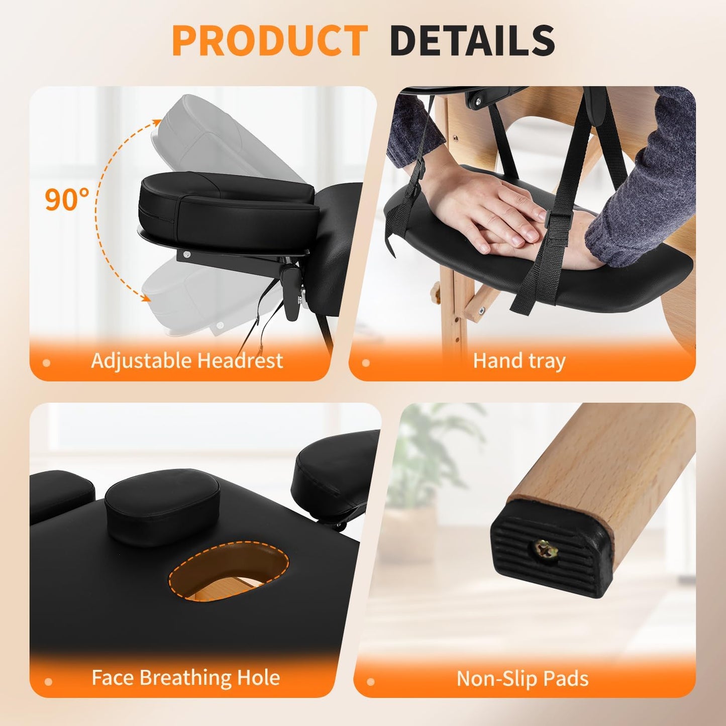 Portable 24-Inch Wide Massage Table with Height Adjustment and Non-Woven Carry Bag for Spa, Facial, and Tattoo Services