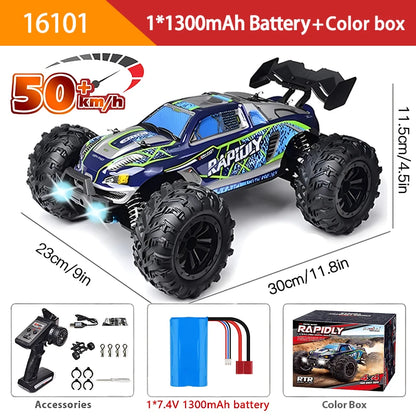 1:16 Scale 4WD RC Car with LED Remote Control - High-Speed Drift Monster Truck for Kids, 70KM/H or 50KM/H, Compatible with 144001 Toys