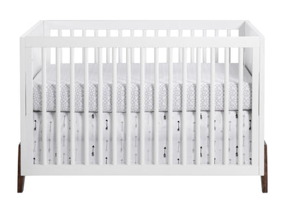 Mari Modern 3-in-1 Convertible Crib Island in White and Walnut Finish