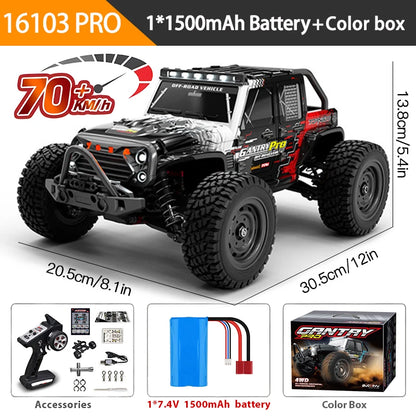 1:16 Scale 4WD RC Car with LED Remote Control - High-Speed Drift Monster Truck for Kids, 70KM/H or 50KM/H, Compatible with 144001 Toys