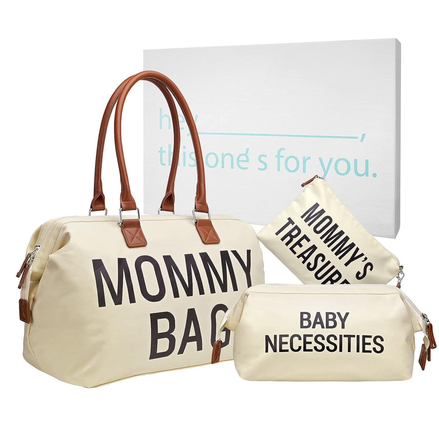 Premium Waterproof Diaper Tote Bag for Hospital and Travel in Cream White