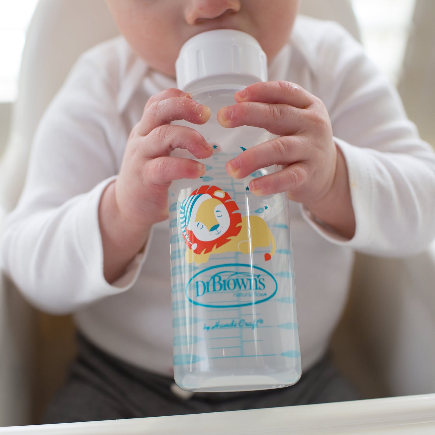 Natural Flow Anti-Colic Options+ Narrow Baby Bottle, Fox & Lion Design, 8 oz (250 ml), Level 1 Slow Flow Nipple, BPA-Free, Suitable for Newborns, Set of 2