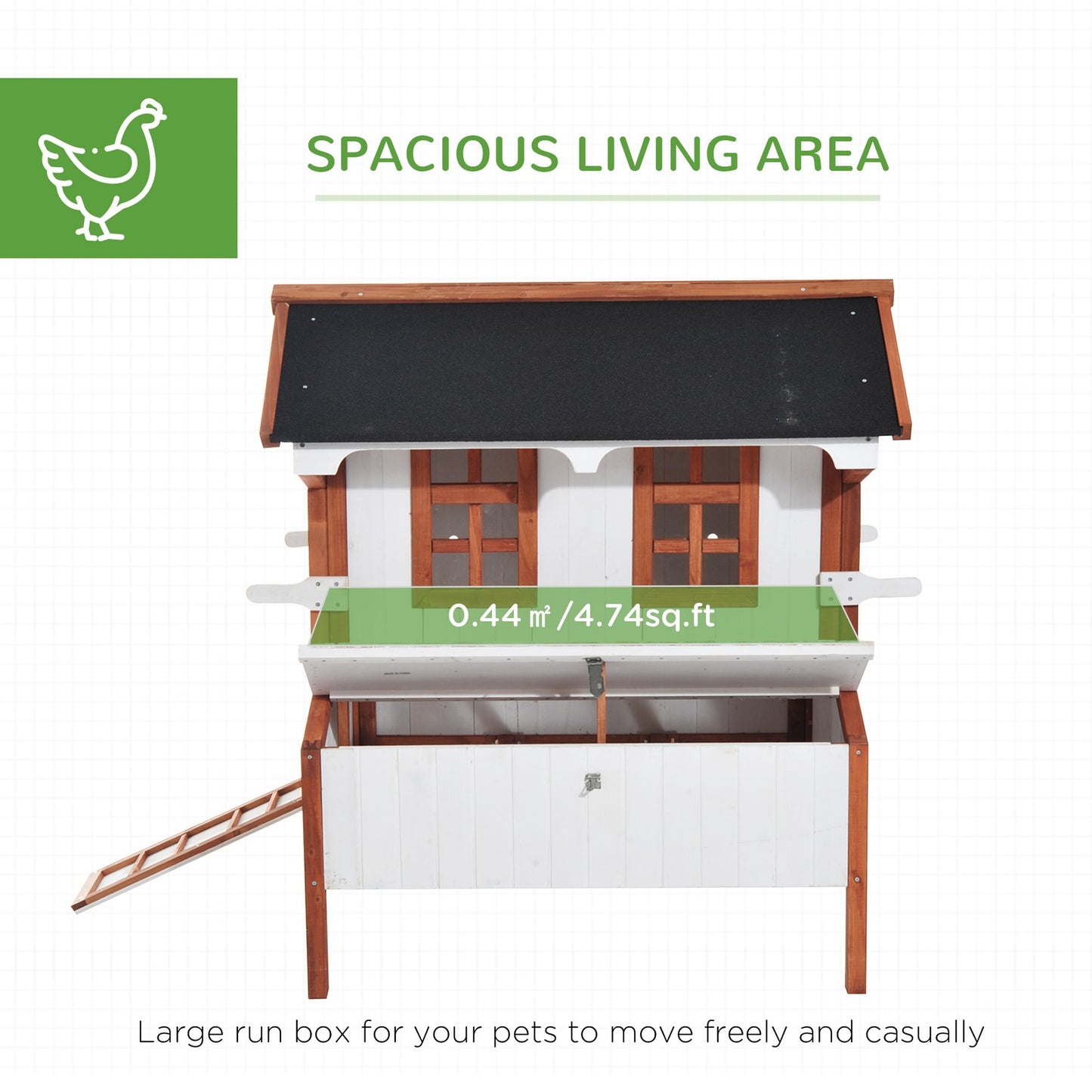 Chicken Coop Hen Cage Poultry Hutch Nesting Box Roof Wooden Large House Door