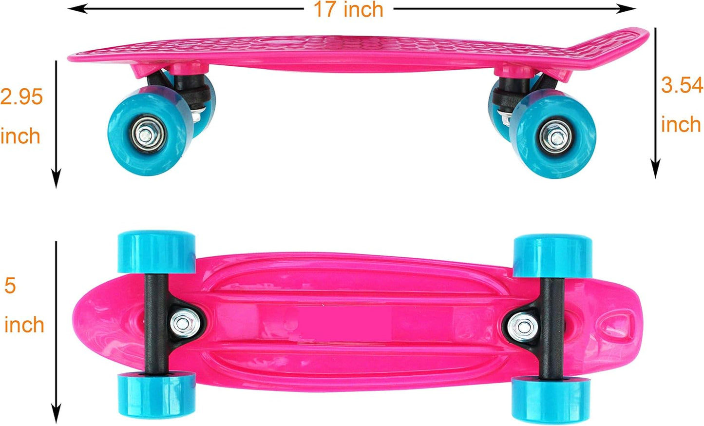 17x5 Inch Mini Skateboard with Advanced Design, Perfect Mini Cruiser for Beginners Featuring ABEC-7 Bearings and Soft PU Wheels