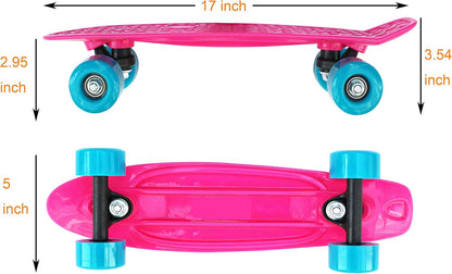 17x5 Inch Mini Skateboard with Advanced Design, Perfect Mini Cruiser for Beginners Featuring ABEC-7 Bearings and Soft PU Wheels