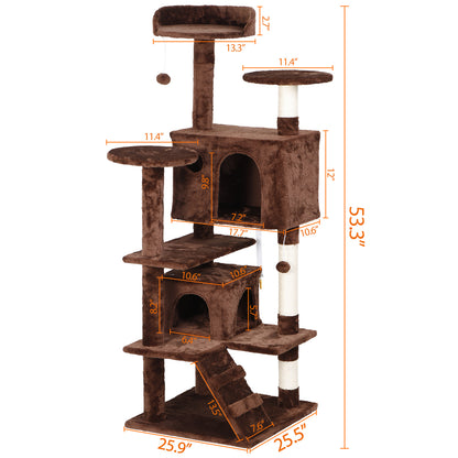 55-Inch Multi-Level Cat Tree Tower Activity Center with Condo - Available in 6 Colors