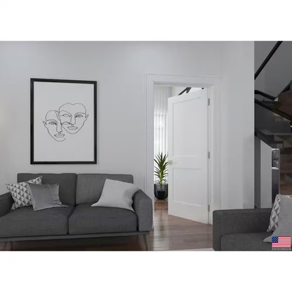 18 In. X 80 In. Right-Handed Solid Core White Primed Composite Single Prehung Interior Door Black Hinges