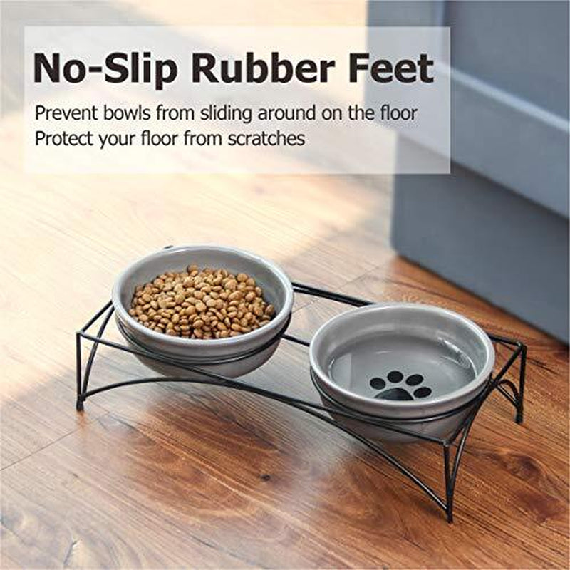 Elevated Pet Feeder with Dual Bowls for Dogs and Cats - Raised Stand for Food and Water