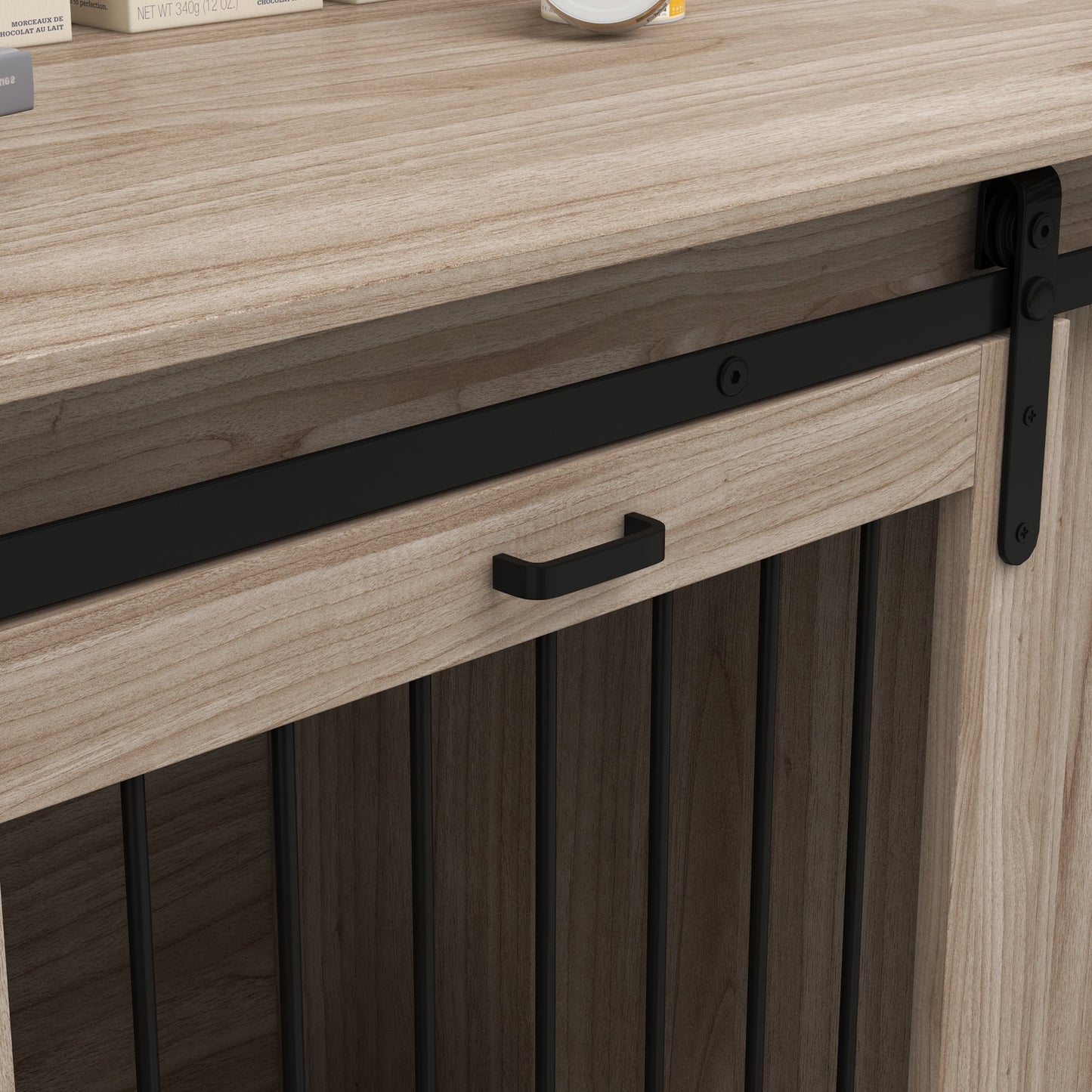 71" Dog Crate Furniture with Removable Divider for 2 Small Dogs or 1 Large Dog, Dog Kennel Furniture with Storage, Double Doors