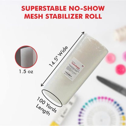 Invisible No-Show Mesh Stabilizer, 1.5 Oz Cutaway for Embroidery Machines-14.5I