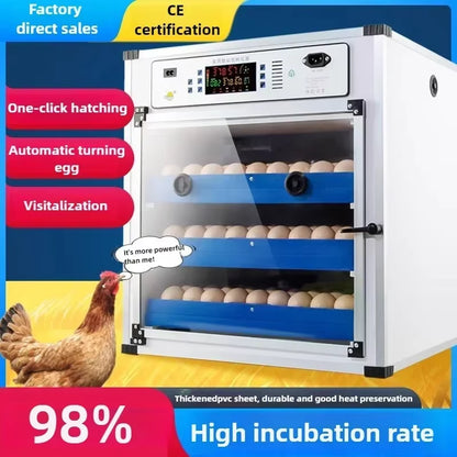 Automatic Egg Incubator 204 Eggs PVC Dual Electric Hatching Machine Automatic Temperature & Humidity Display & Egg Turning