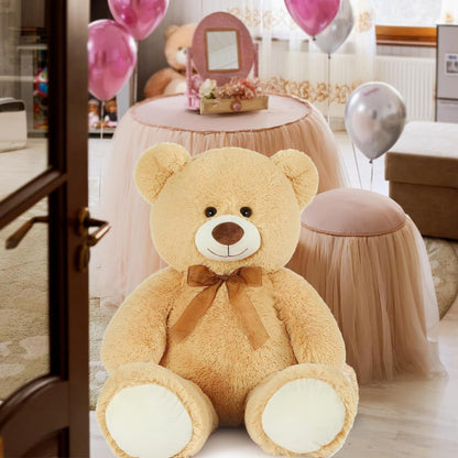 3Ft Giant Teddy Bear Stuffed Animal - Large Tan Bear for Kids, Baby Showers, and Special Occasions