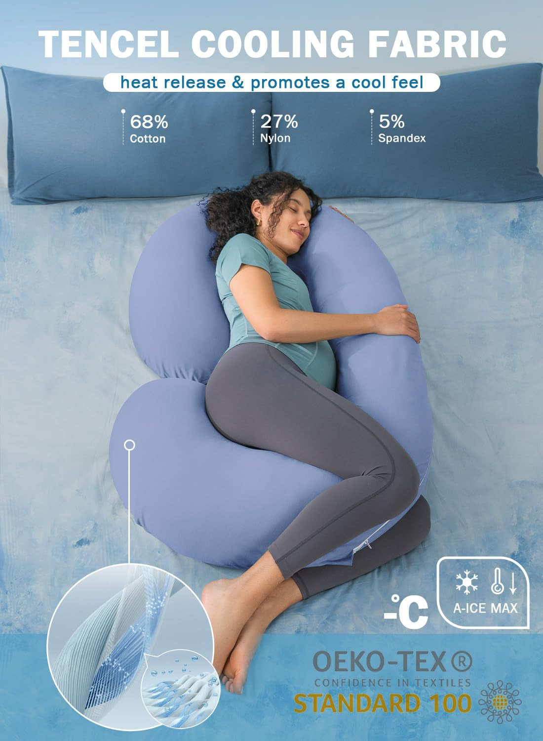 Cooling Maternity Pillow for Expecting Mothers - Blue
