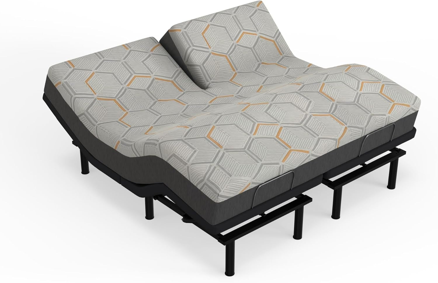 - E4 Split Head Flex Top King Size Adjustable Bed Frame Set with 12" Copper Gel Infused Memory Foam Mattress Medium Firm, 120-Night Trial