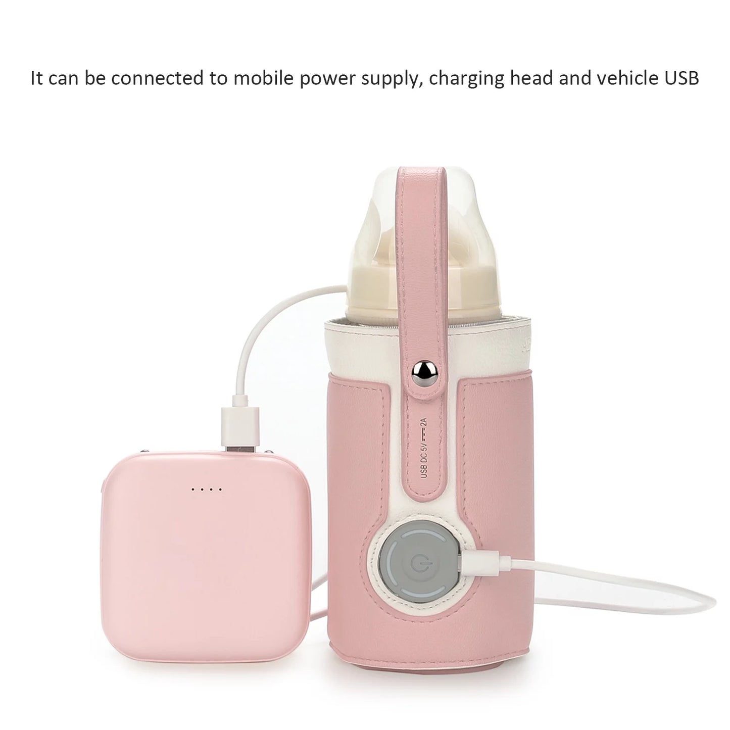 Intelligent Portable Bottle Warmer with Fast Charging and 3-Speed Temperature Control - Pink