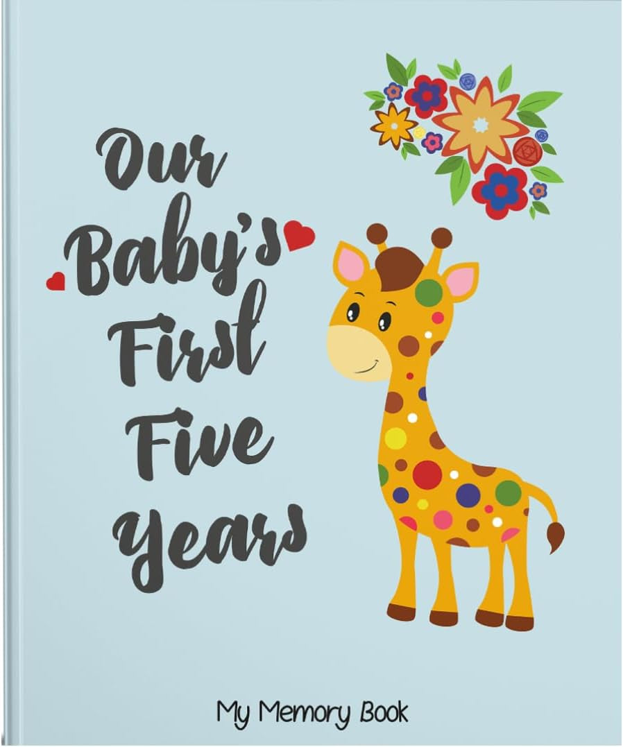Deluxe Baby Memory Journal for the First 5 Years with 48 Monthly Milestone Stickers and Non-Toxic Clean-Touch Ink Pad