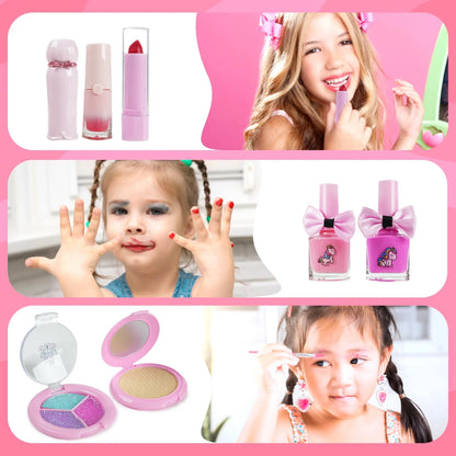 Kids Makeup Set for Girls Washable Real Cosmetic, Safe & Non-Toxic Little Girl Makeup Kit Toys for Girls 3 4 5 6 7 8 9 10 Year Old Birthday Gift for Kids Toddler Girl