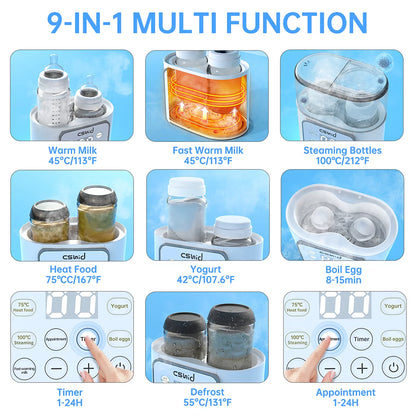 9-in-1 Multi-Function Baby Bottle Warmer: Advanced Milk Heating and Food Defrosting Solution