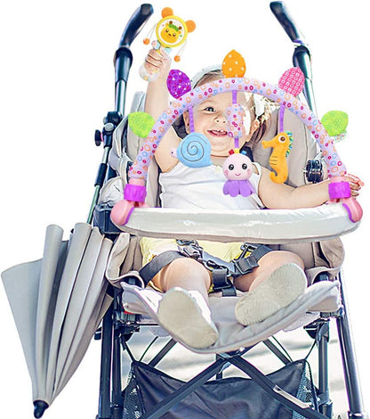 Travel Arch Bassinet Toy Bar for Infants - Versatile Hanging Activity Toys for Strollers, Cribs, and Prams in Purple