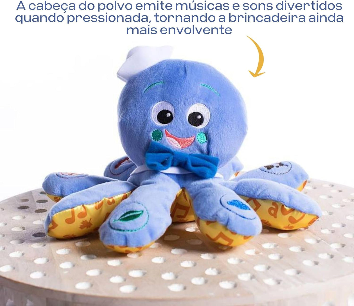 Octoplush Musical Huggable Plush Toy - Color Learning in Three Languages, Blue, 11 inches, Suitable for Ages 3 Months and Up