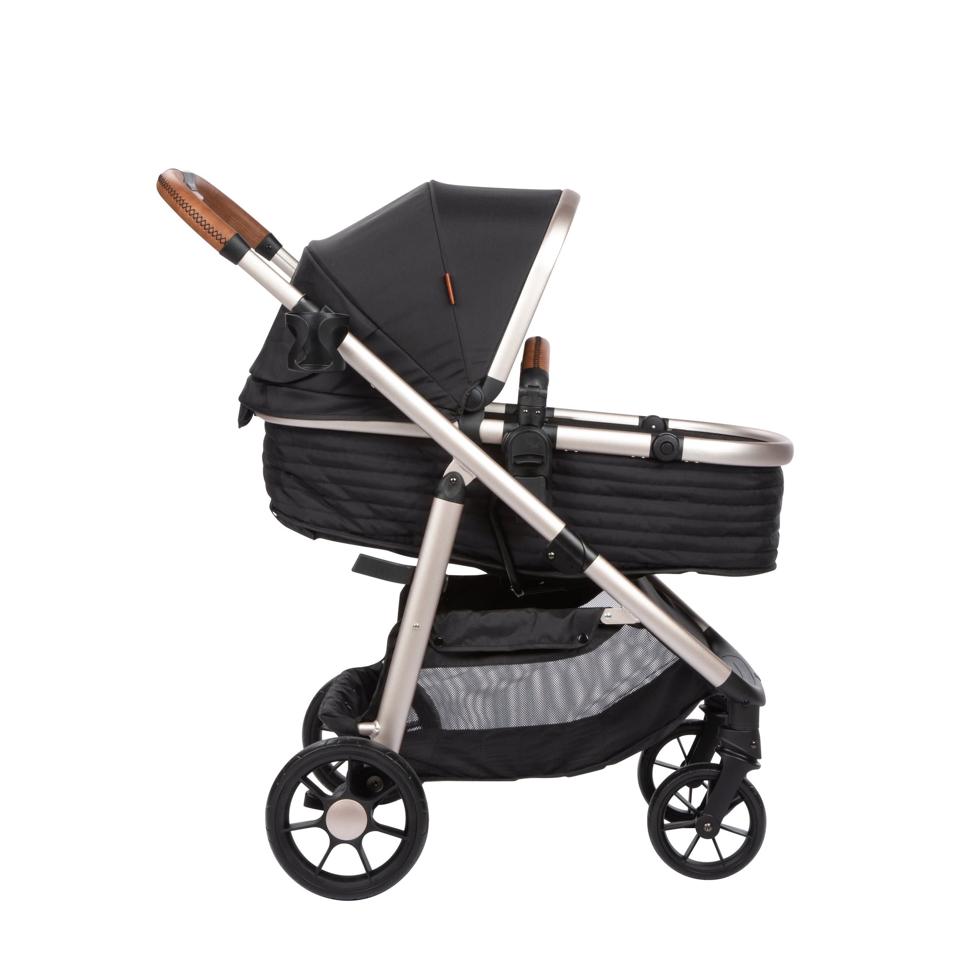 6-in-1 Modular Travel System for Infants and Toddlers in Black and Gold, Unisex Design