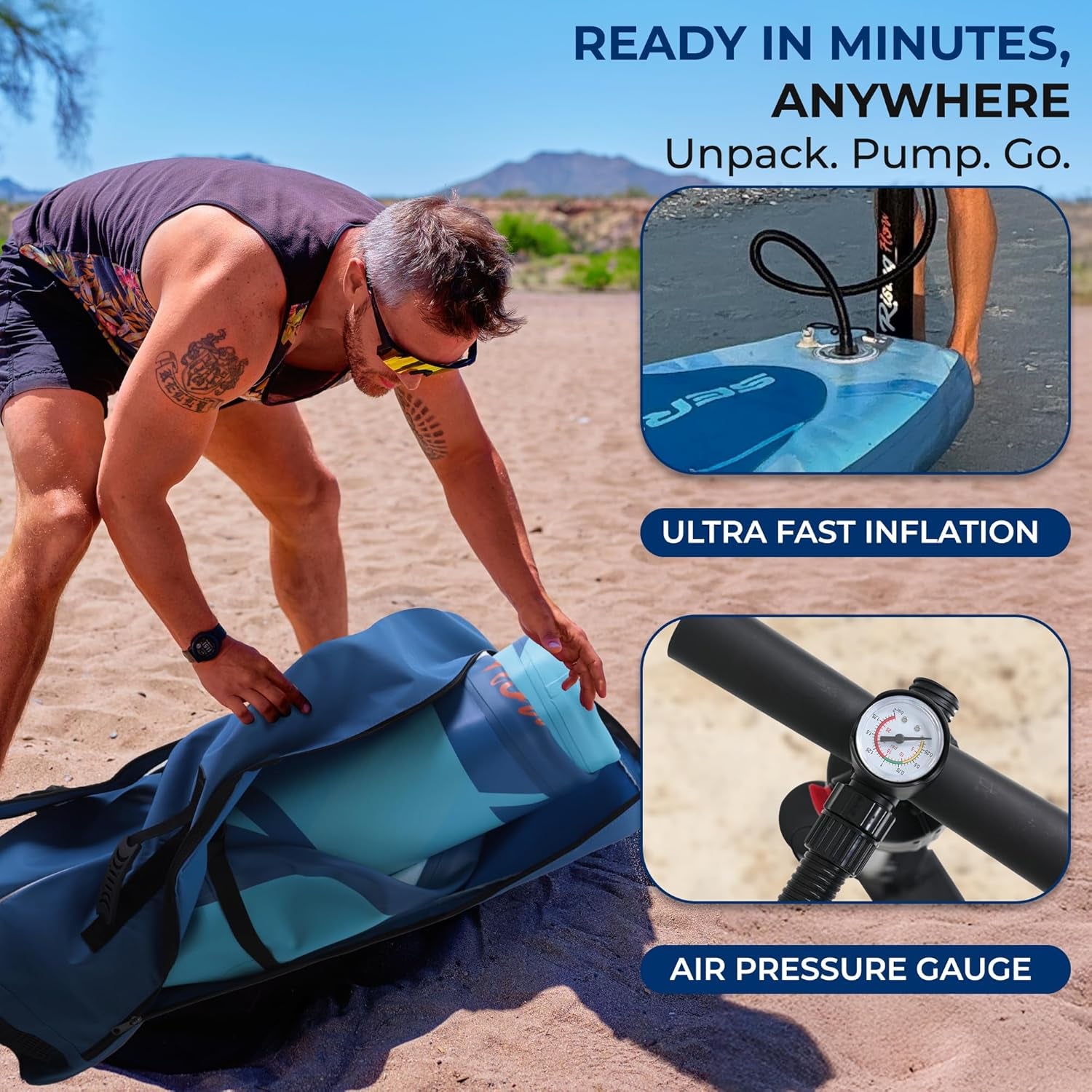 Premium Inflatable Stand-Up Paddle Board with Essential Accessories – Wide and Stable Design Featuring Non-Slip EVA Deck Pad for All Skill Levels, 350 lbs Capacity