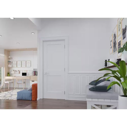 18 In. X 80 In. Right-Handed Solid Core White Primed Composite Single Prehung Interior Door Black Hinges