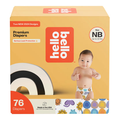 Premium Multicolor Newborn Baby Diapers - 76 Count Pack