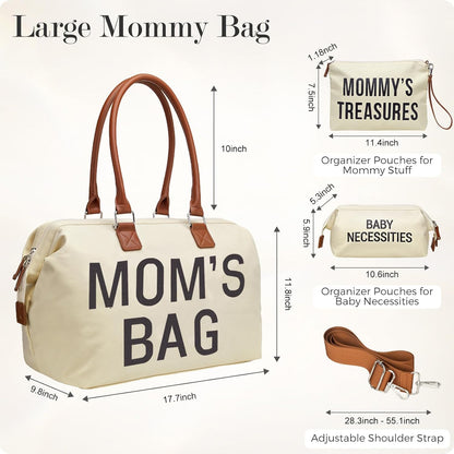Premium Waterproof Diaper Tote Bag for Hospital and Travel in Cream White