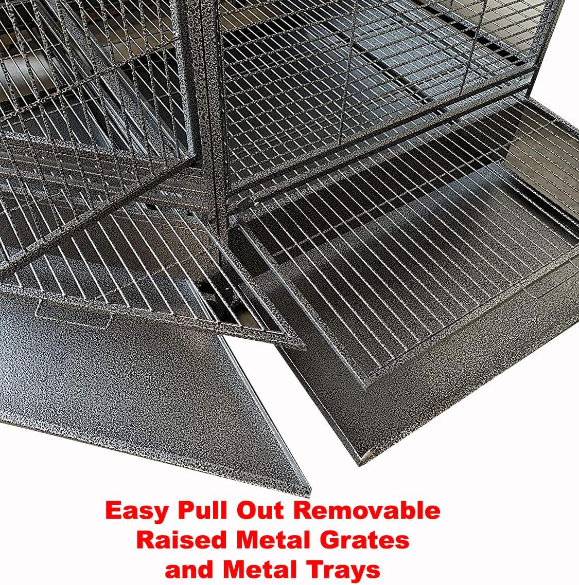64" Extra Large Corner Flight Bird Parrot Cage for Cockatiel Parakeet Budgies Parrot with around Metal Seed Skirts, Tight 1/2-Inch Bar Spacing (Blackvein)