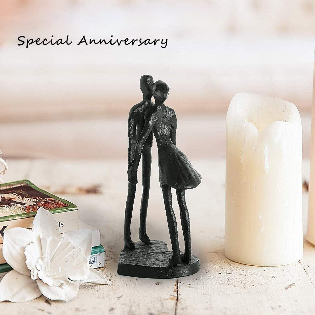 Iron Couple Sculpture for Valentine’S Day - 6 Inch Timeless Wedding Anniversary Statue, 1St to 50Th Year Love Keepsake, Home Decor for Couples