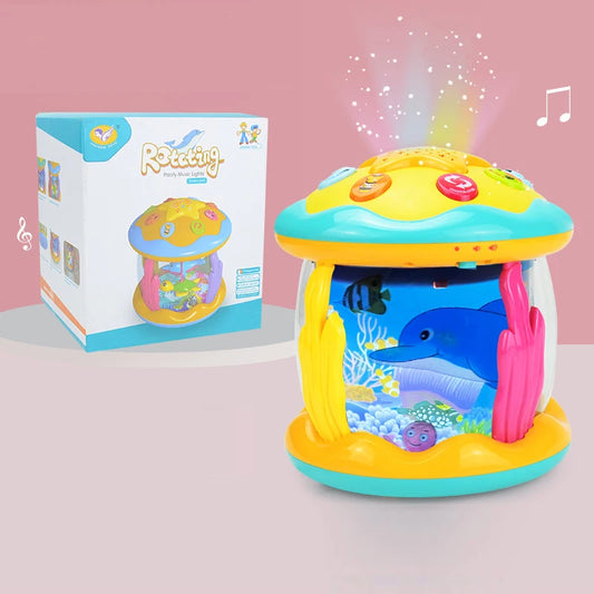 Ocean Light Rotary Projector Musical Toy for Infants Aged 1-3 Years - Montessori-Inspired Early Educational Sensory Toy for Toddlers