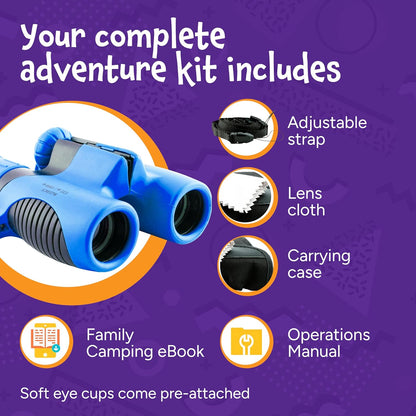Think Peak Blue Binoculars - Compact Outdoor Adventure and STEM Educational Tool for Children Aged 3-12, Perfect for Bird Watching, Camping, and Nature Exploration