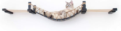 Cat Bridge Wall-Mounted Play and Lounge Toy Cat Tree with Fabric Lounger for Pets