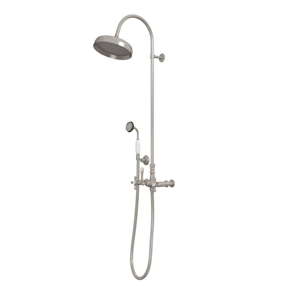 Abbey 10 In. X 28 In. 1/2 In. Shower Faucet Set with Handshower in Brushed Nickel